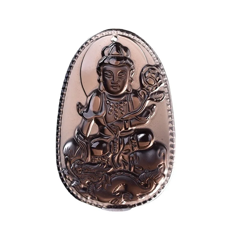 Icy Obsidian Zodiac Pendant Big Day Amitabha Buddha Guanyin Men's and Women's Necklaces