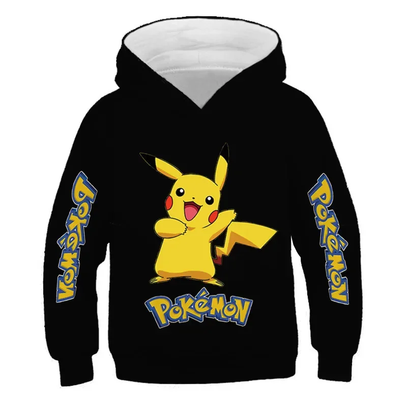 Cosplay Costume Pokemon Pikachu 3D Print Hoodie Long Sleeve Top Causal Hooded Sweatshirt Jacket Halloween Pullover for Kids