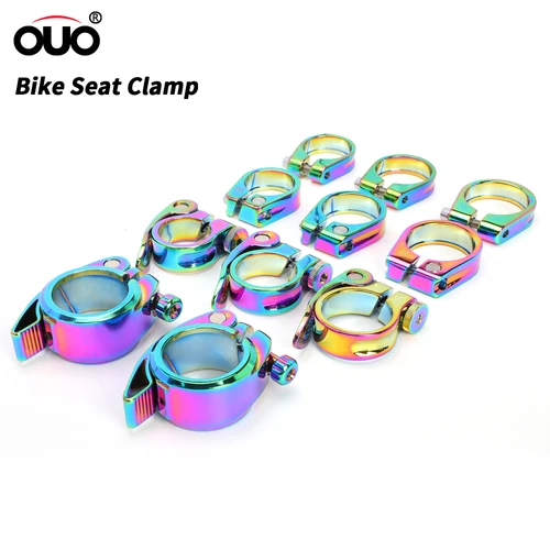 Imagen 2 del producto Abrazadera de sillín colorida OUO, abrazadera para tija de sillín de bicicleta, 28,6/31,8/34,9mm, abrazadera de tubo para tija de sillín, pieza de bicicleta de montaña arcoíris