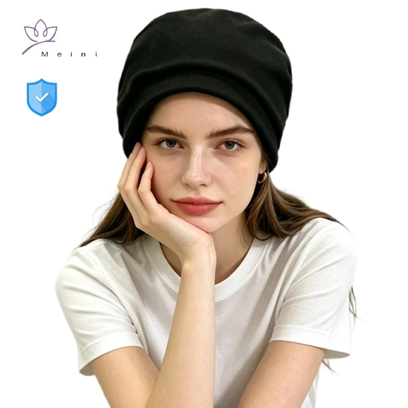 100% Silver Fiber Lined Electromagnetic Radiation Shielding Hood Cap, Solid Color All Season Universal Comfortable Conical Hat