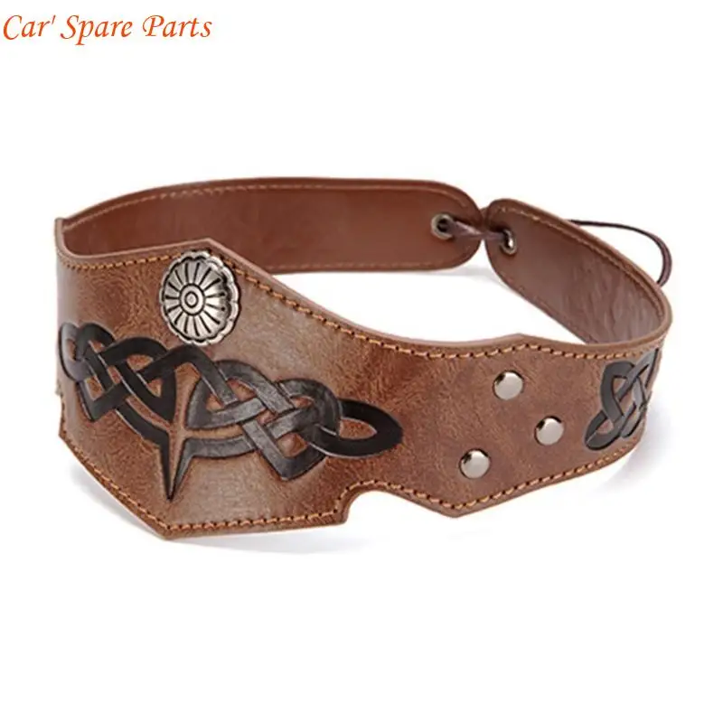 

Y4UA Medieval Knight Headband Cosplay Accessory Adjustable Headband Motorcycle Driving Headwear Dress Up Headpiece