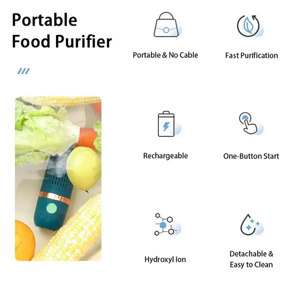 New Fruits Vegetables Washing Machine Capsule Shape Wireless Food Purifier Household Pesticide Disinfection Sterilizer Home Tool