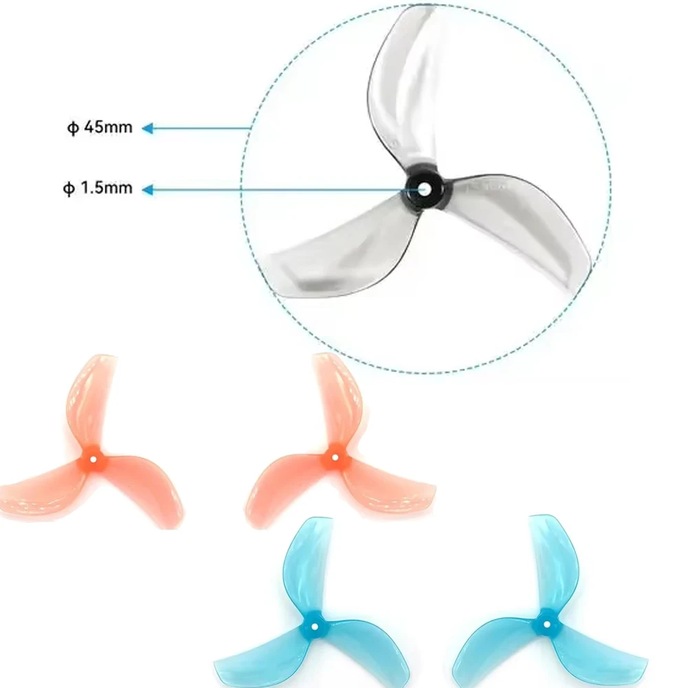 8Pairs Gemfan 45mm 3-Blade 45mm-3 PC Propeller T-Mount 1.5mm 0805 Motor for FPV RC FreestyleTinywhoop Drones DIY Parts