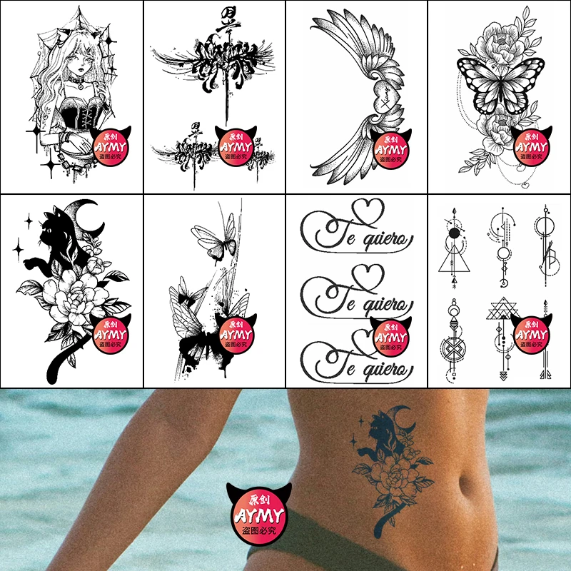 Temporary tattoos tattoos weddings guests semi permanent wedding adult dark girl custom long lasting waterproof tattoo stickers