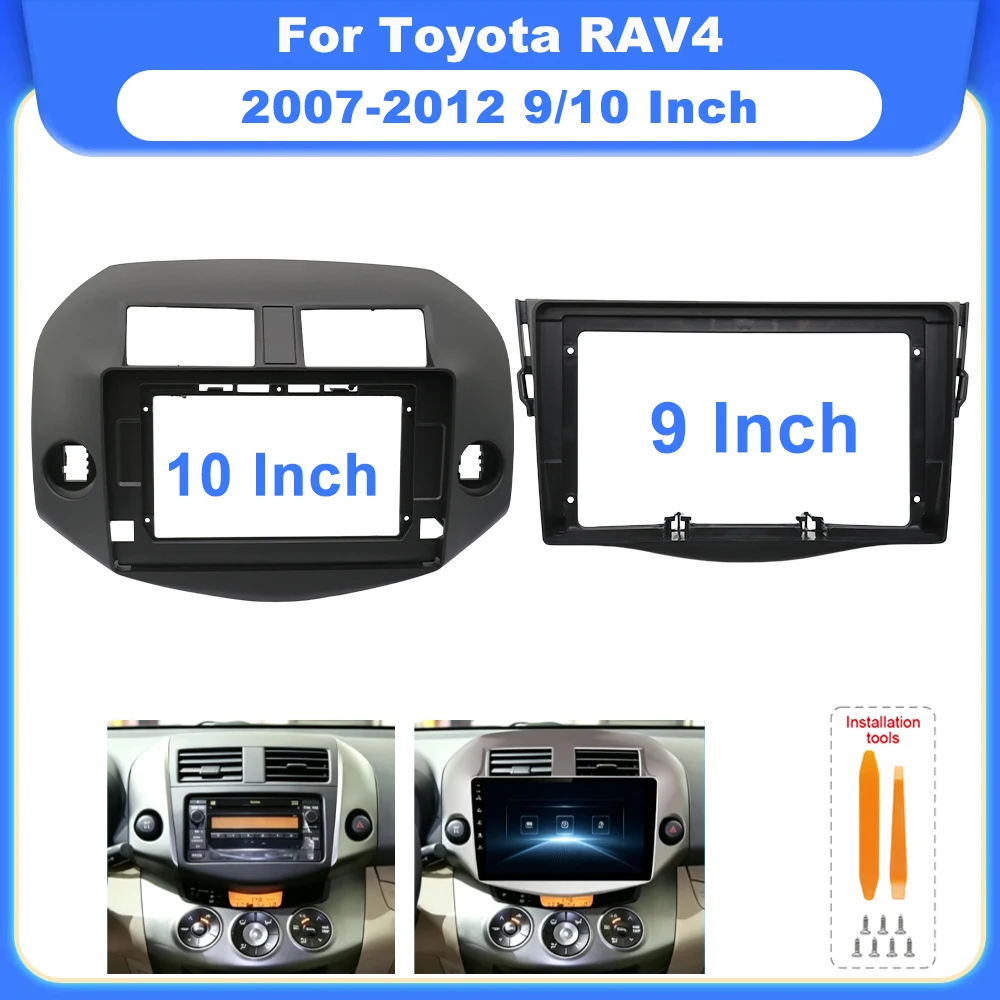 2 Din 9/10.1inch Car DVD Frame Audio Fitting Adaptor Dash Trim Kits Facia Panel For Toyota RAV4 2007-2012 Radio Player
