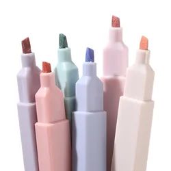 6 Pcs/Set Highlighters Set Cute Kawaii Candy Color Markers Pens Ends Pastel Back To School Japanese Stationary Supplies