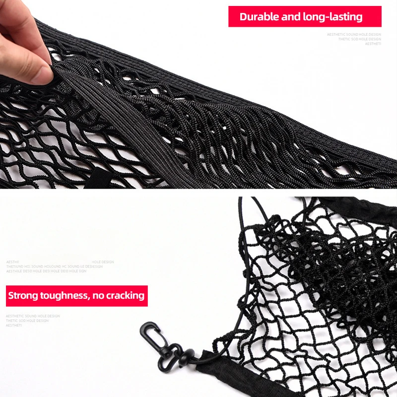 Car Mesh Elastic Nylon Rear Back Cargo Trunk Storage Organizer Double Layer Luggage Net Auto Back Rear Mesh Seat Car Accessories image 4