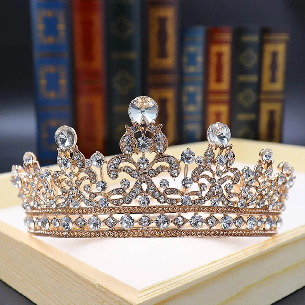 

Свадебная корона из сплава с кристаллами и стразами, элегантная барочная тиара, украшение для волос, диадема со стразами