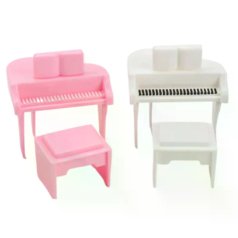 1/12 Dollhouse Miniature Piano With Stool Dollhouse Simulation Musical Instrument Model Dolls House Scene Decoration Ornament - Detail 1