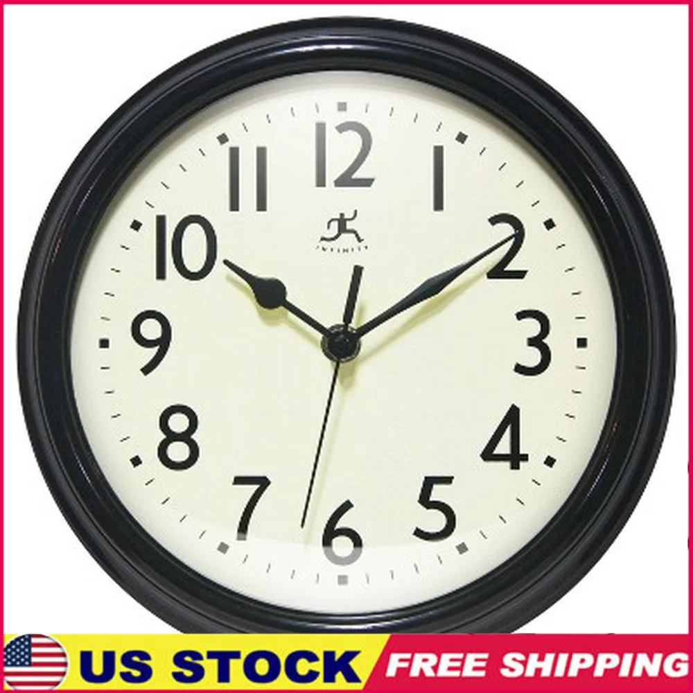 

Nostalgic Plastic Wall Clock 9.5 Inch Round Silent Movement Indoor Decorative Home Office Kitchen Use Battery Operated