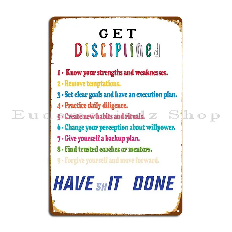 The 9 Keys To Cultivate Extreme Self Discipline Metal Sign Pub Mural Personalized Party Bar Garage Tin Sign Poster