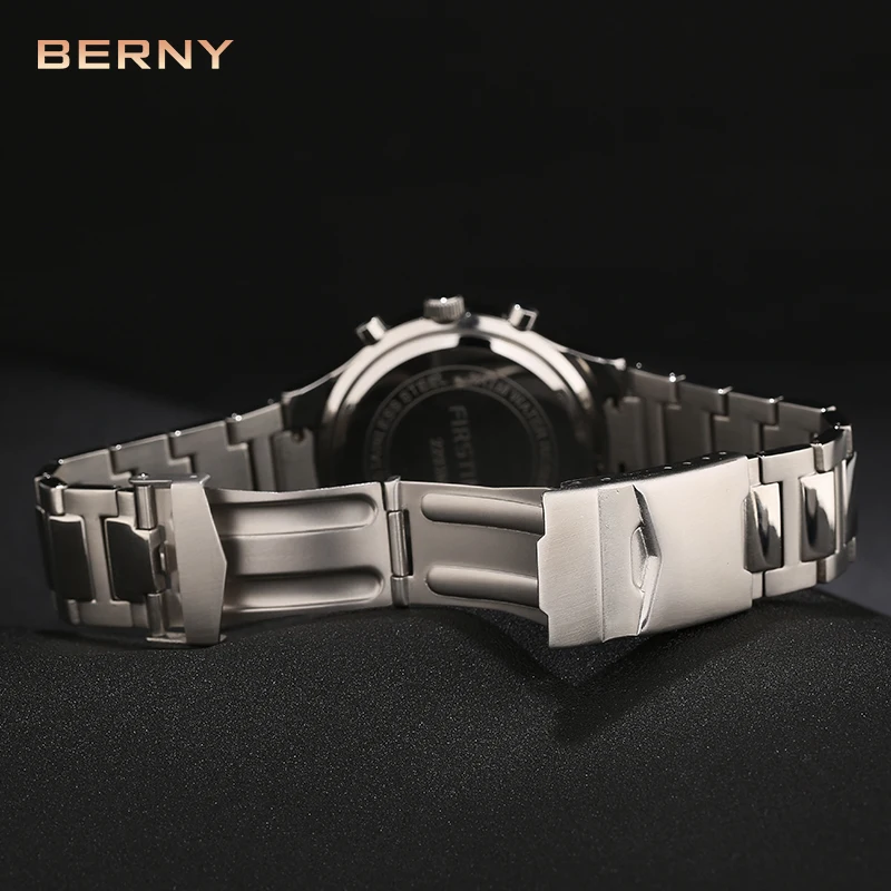 BERNY Men Quartz Watches Japan Movement Multifunction Dial Chronograph Calendar Watch Waterproof Relogio Saat Montre Wristwatch