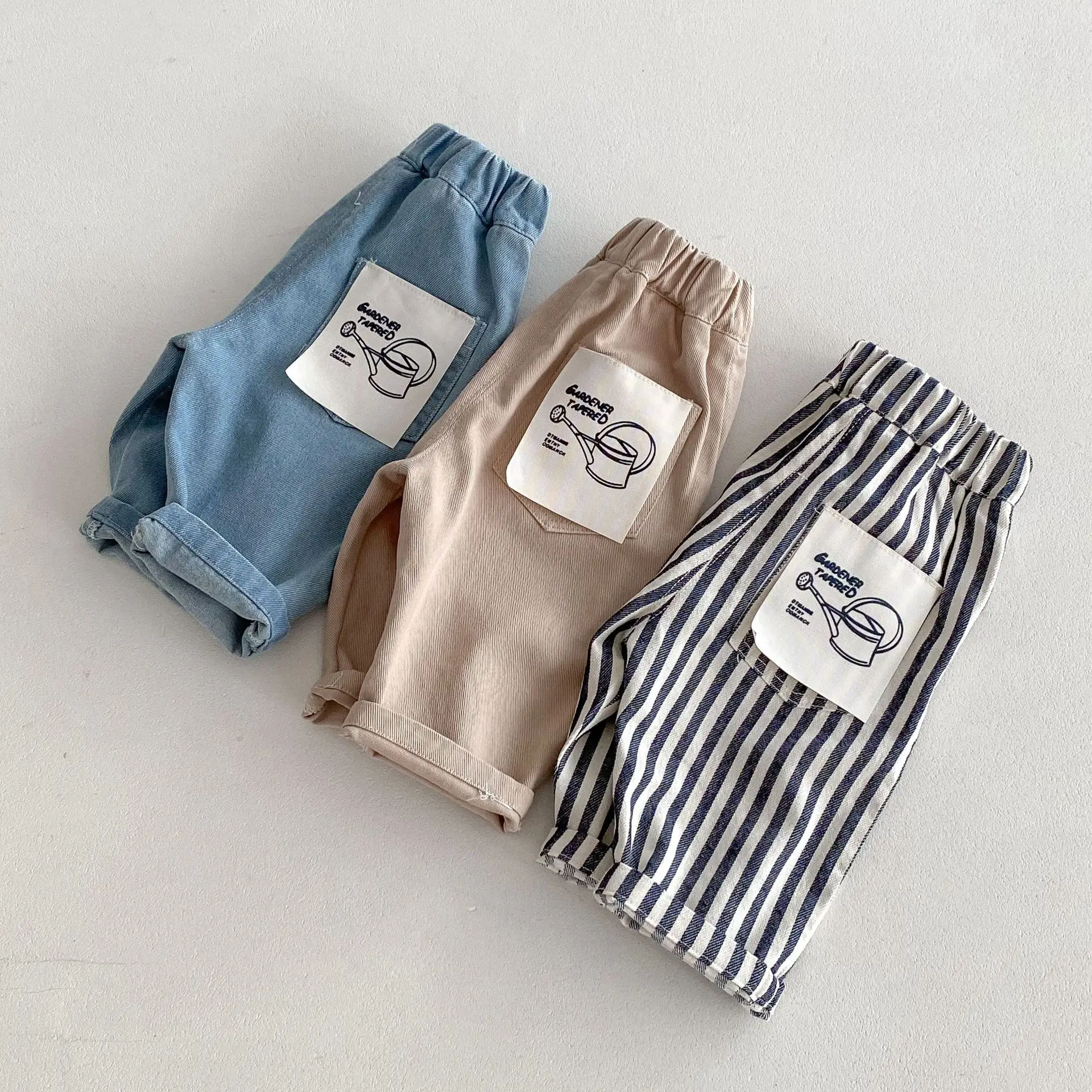 0-5 Jahre Frühling Herbst Kinderhosen Koreanischer Stil Kinder-Jeans Einfarbig und Gestreift Jungen Mädchen Denim-Hosen Kinderhosen – Detail 11