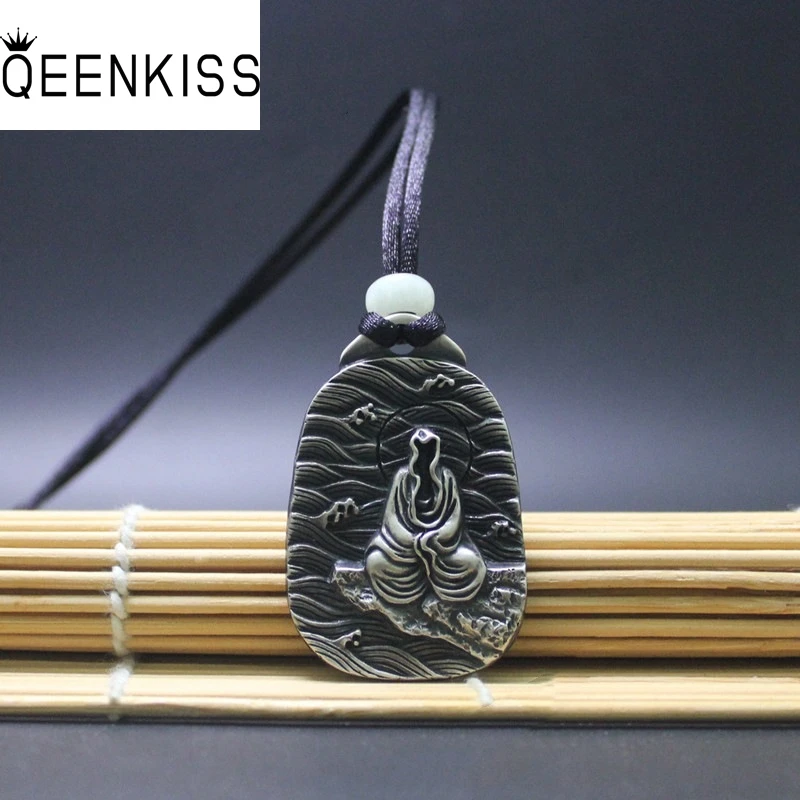 

QEENKISS 925 Sterling Silver Vintage Guanyin Necklace Pendant For Women Men Party Birthday Wedding Christmas Father Gifts PT636