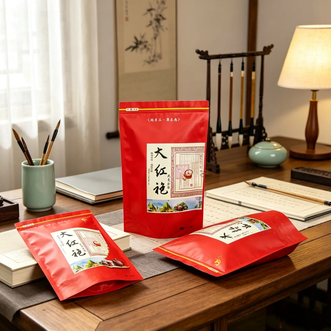 250g/500g Chinese Big Red Robe Tea Set Zipper Bags Wuyi Da Hong Pao Recyclable Sealing Packing Bag
