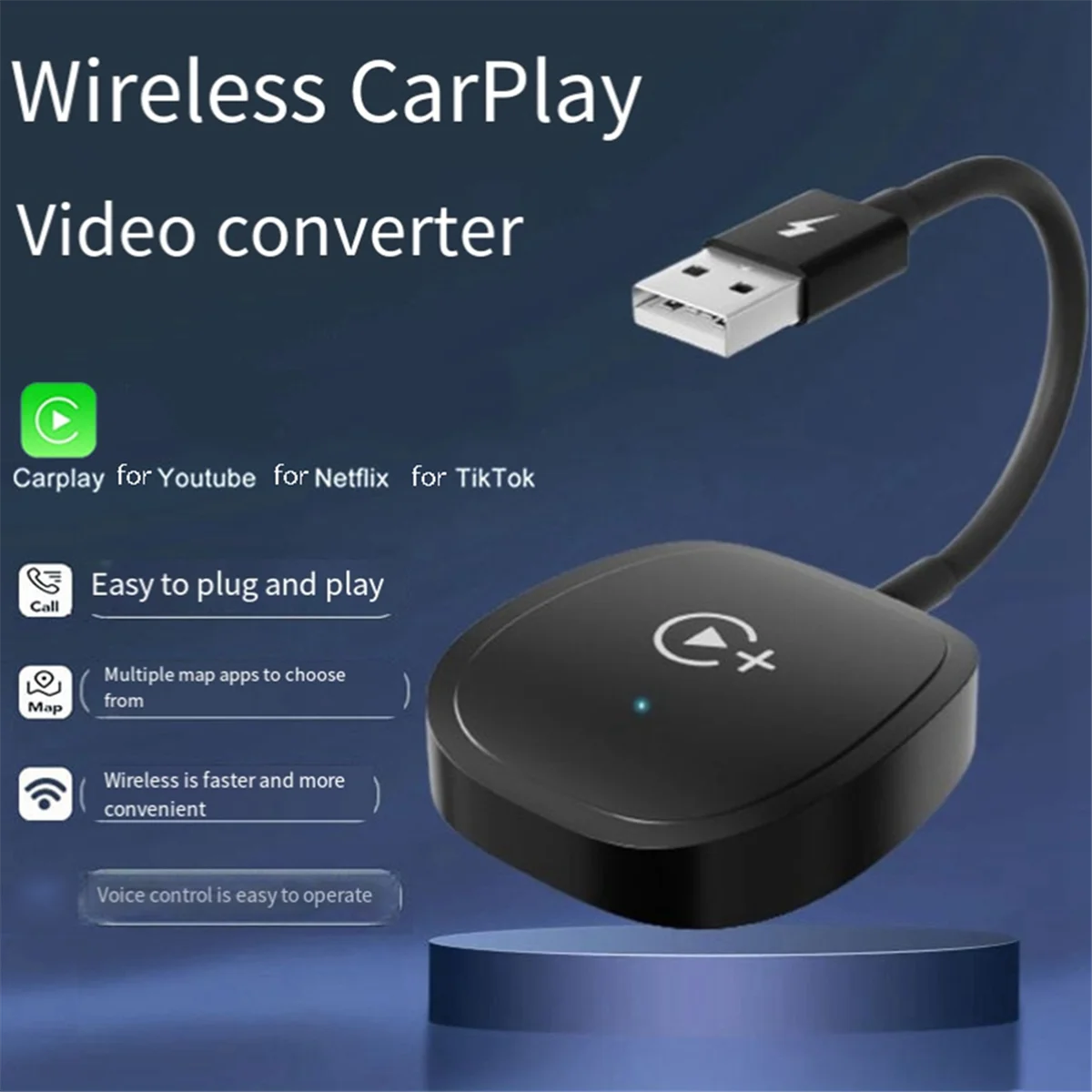 Wireless CarPlay Adapter for Car Adapter for Navigation Media Player Convert Wired to Carplay Wireless Box