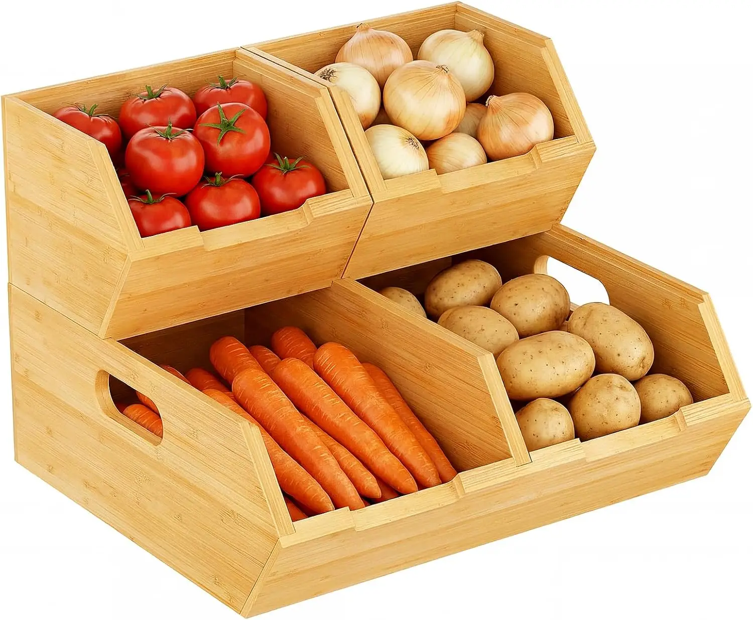 

Бамбуковые контейнеры для хранения овощей, картофеля и лука с ручками