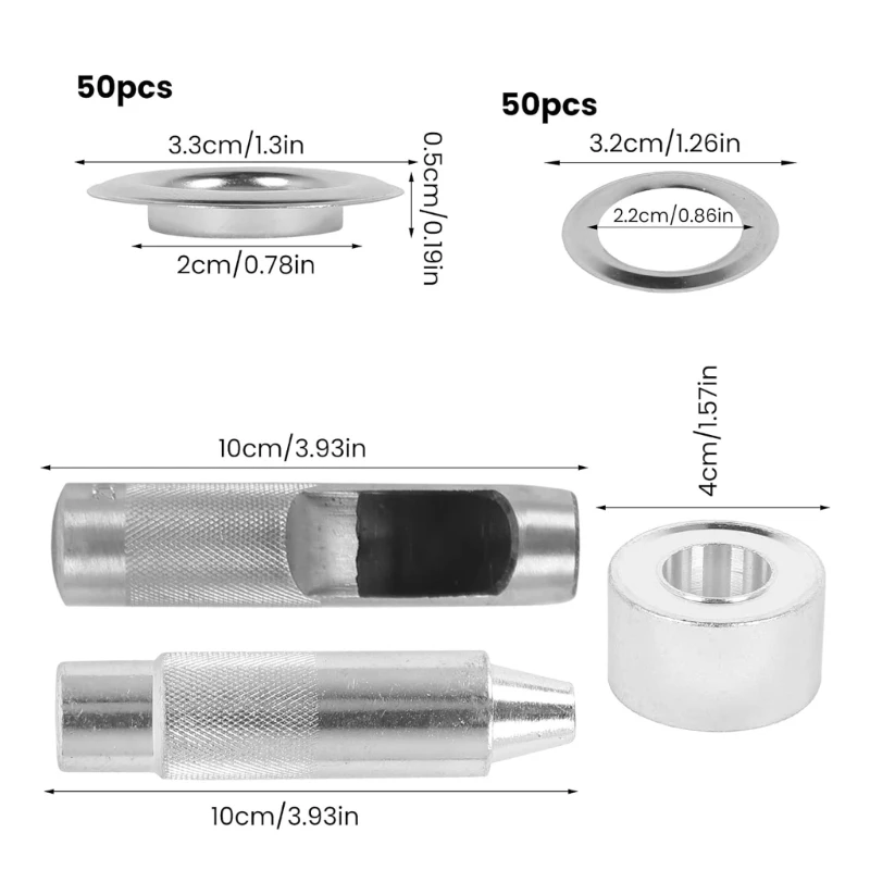 50 Sets Grommet Kits 20mm Sewing Eyelets Silver Color Metal Grommet Tools Dropship