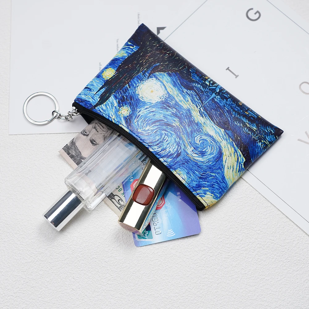 

Vintage Art Van Gogh Oil Painting Coin Purse Makeup Mini Wallet for Women Men Portable Card Holder Travel Lipstick Storage Bag