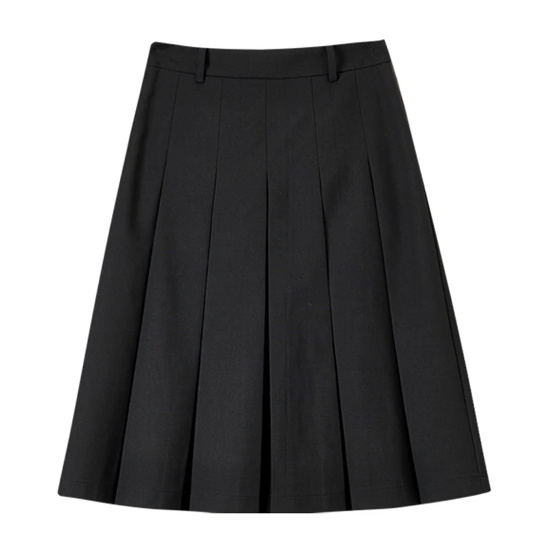SENTUBILA Black Pleated Skirt Women's Clothing Trend 2025 Preppy Style Commute Mid-length Slit Skirts Summer Skirt 152Q58611