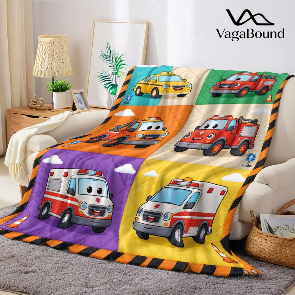 Taxi Tow Fire Ambulance Flannel Blanket Perfect for Sofa Office Bed Travel Sleep Read Relax Camping Four Season Use