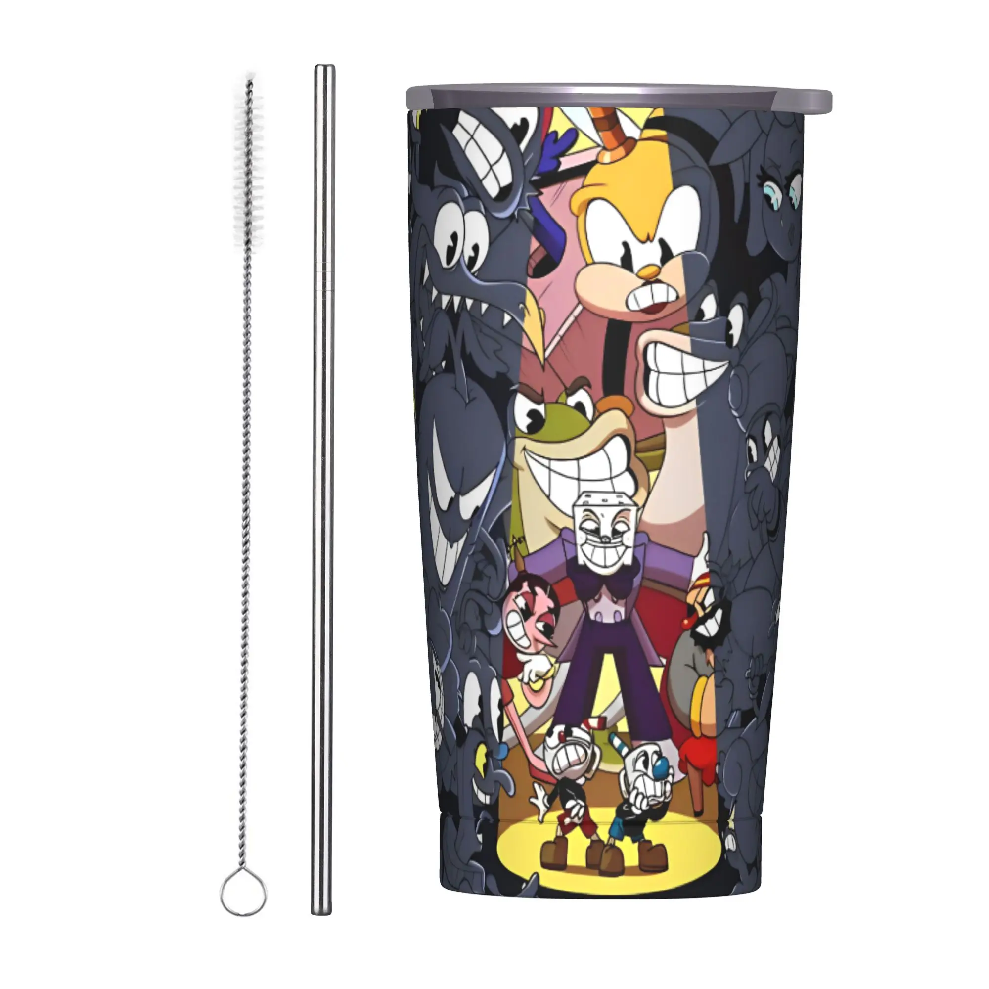 Cuphead Video Game Art Tumbler Vacuum Insulated  Coffee Cups Stainless Steel Double Wall Mugs Hot Cold Drink, 20oz