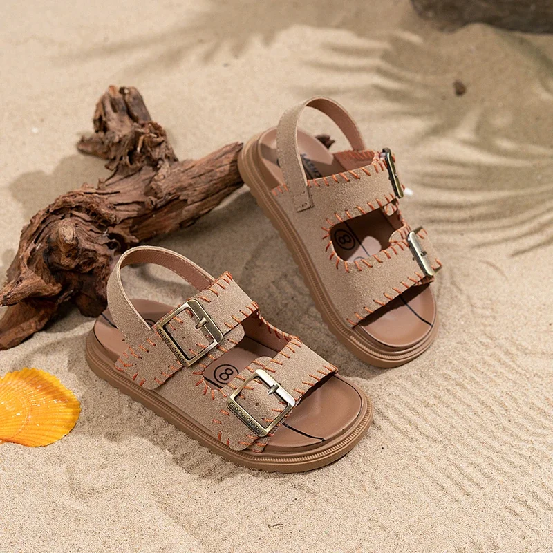 

New Sandals Child Footwear for Children Sandals 2025 Girls and Boys Breathable Flats Shoes Summer Comfortable Cork Sandals