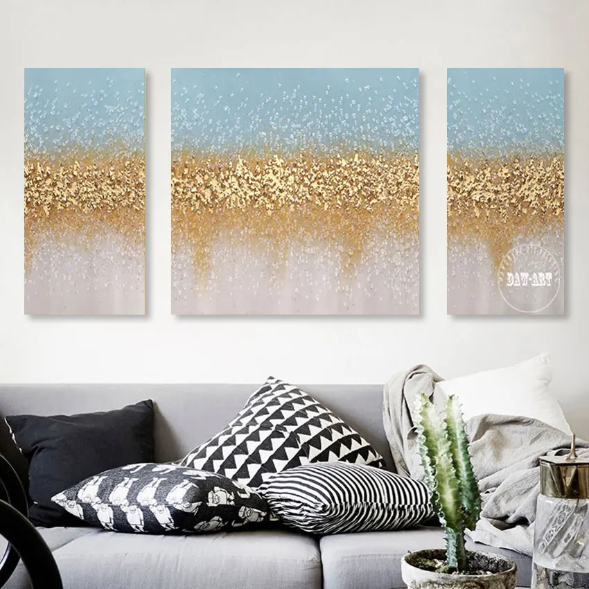 

Gold Foil Textured Art Wall 3PCS High Quality Canvas Handmade Abstract Acrylic Frameless Painting Wholesale Of 3D Picture Gifts