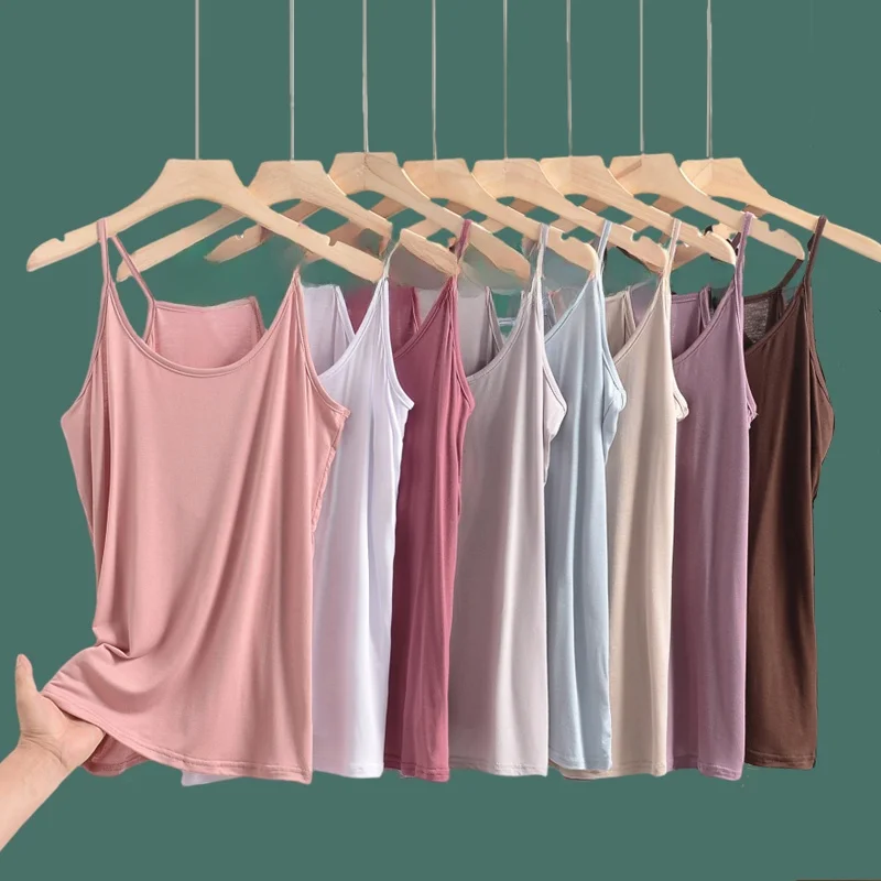 

Modal Large Size Strap Vest Women Summer Thin Svel Inner Wear Simple Outerwear Pure Color Top Commute Sle Regular Length