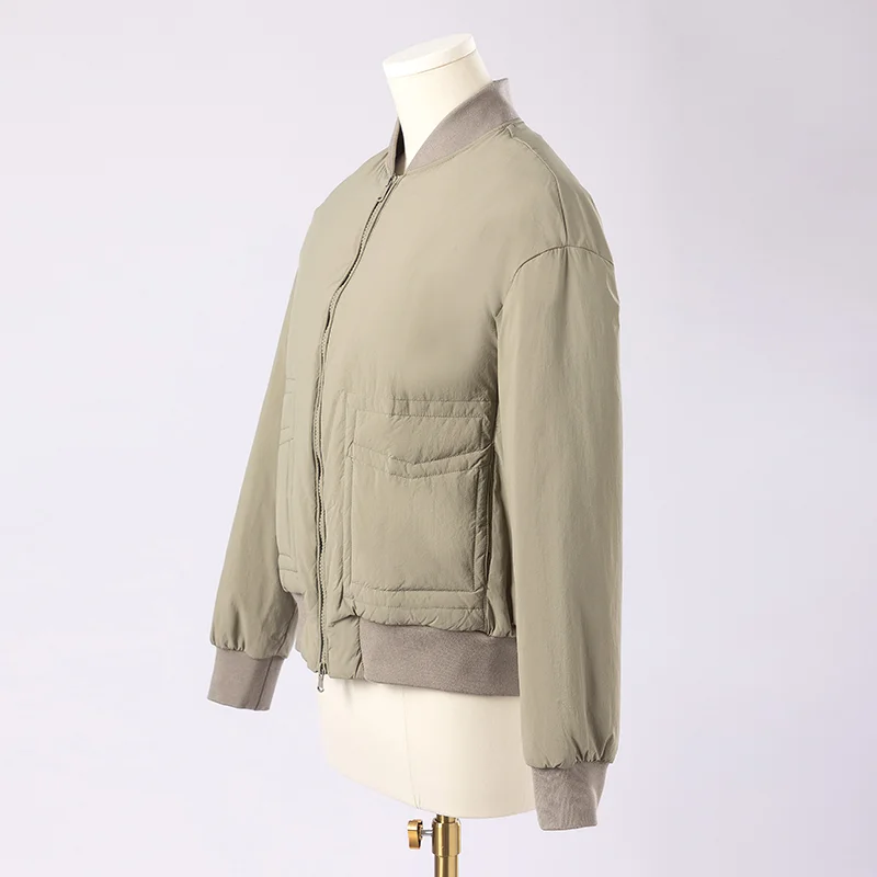 K1906L レディース 高級ホワイトグースダウンフェザーコート 長袖 小さな直立襟がおしゃれなアウターウェア