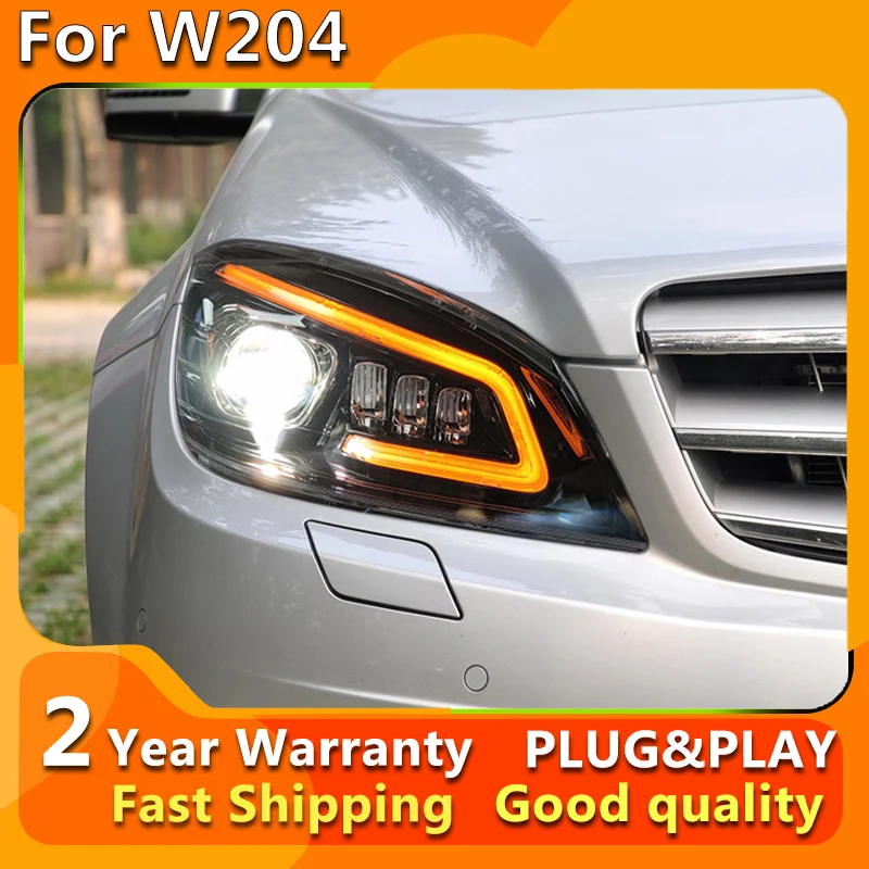 

Head Lamp for Benz W204 LED Headlight 2007-2011 Headlights c200 c260 c300 DRL Turn Signal High Beam Angel Eye Projector Lens