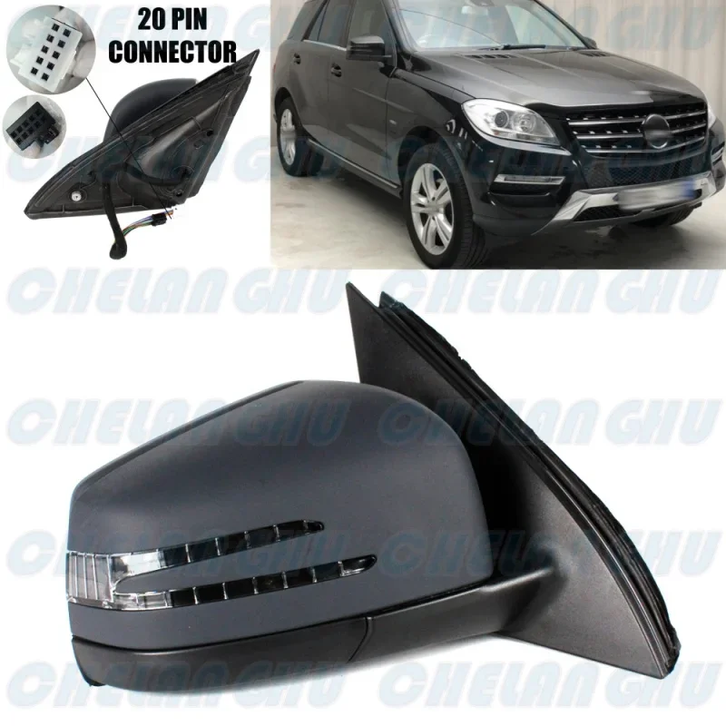 For Benz W166 ML350 ML450 ML500 2012 2013 2014 2015 Right Side 20 Pins Paintable Memory Puddle Light Power Fold Mirror Assembly