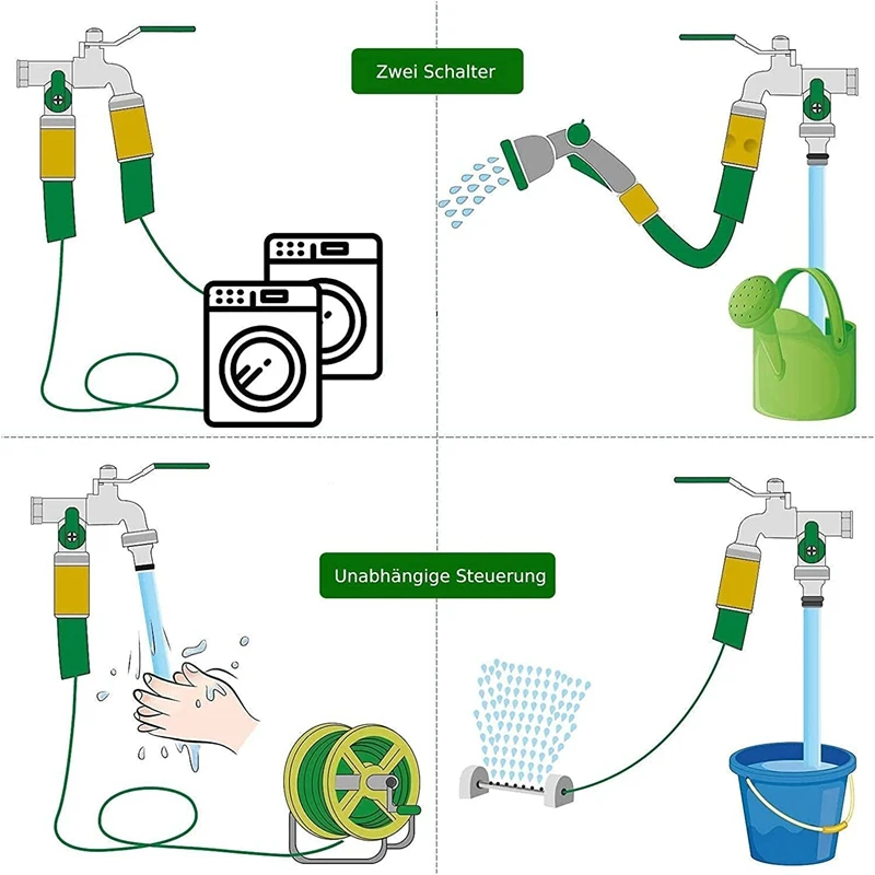 1/2 Inch Double Outlet Tap Rust And Frost Protection High Quality Brass Faucet With Double Connection And Hose Nozzle