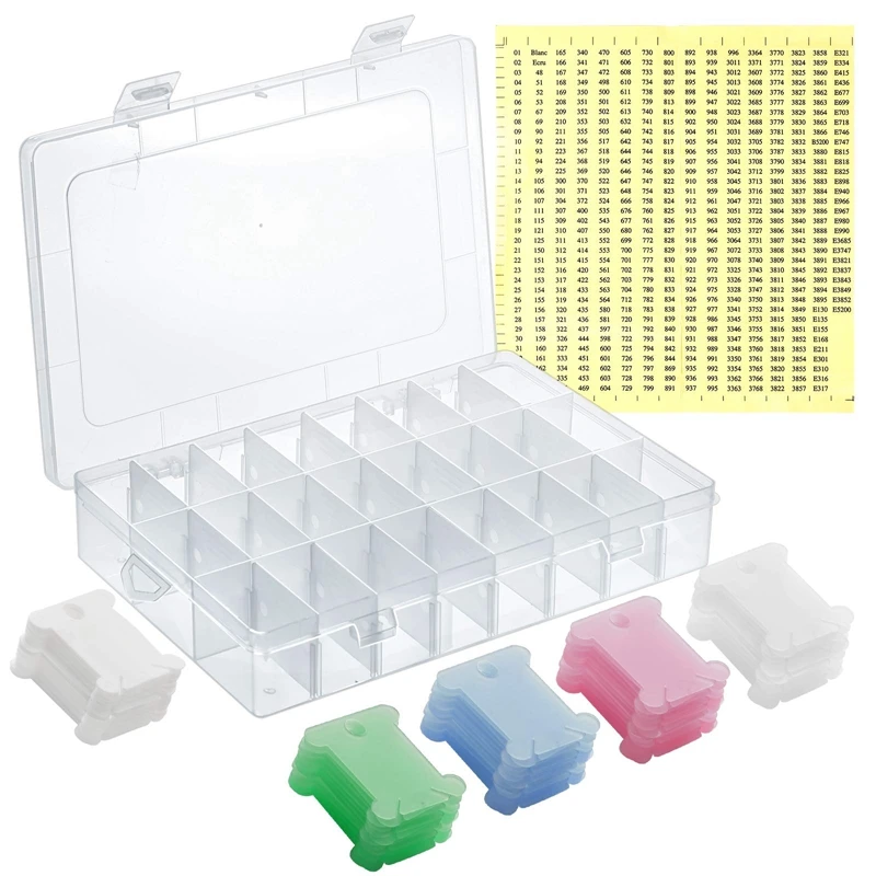 

152Pcs Cross Stitch Accessories Including Embroidery Thread Bobbins Cross Stitch Organizer Box And Floss Number Sticker