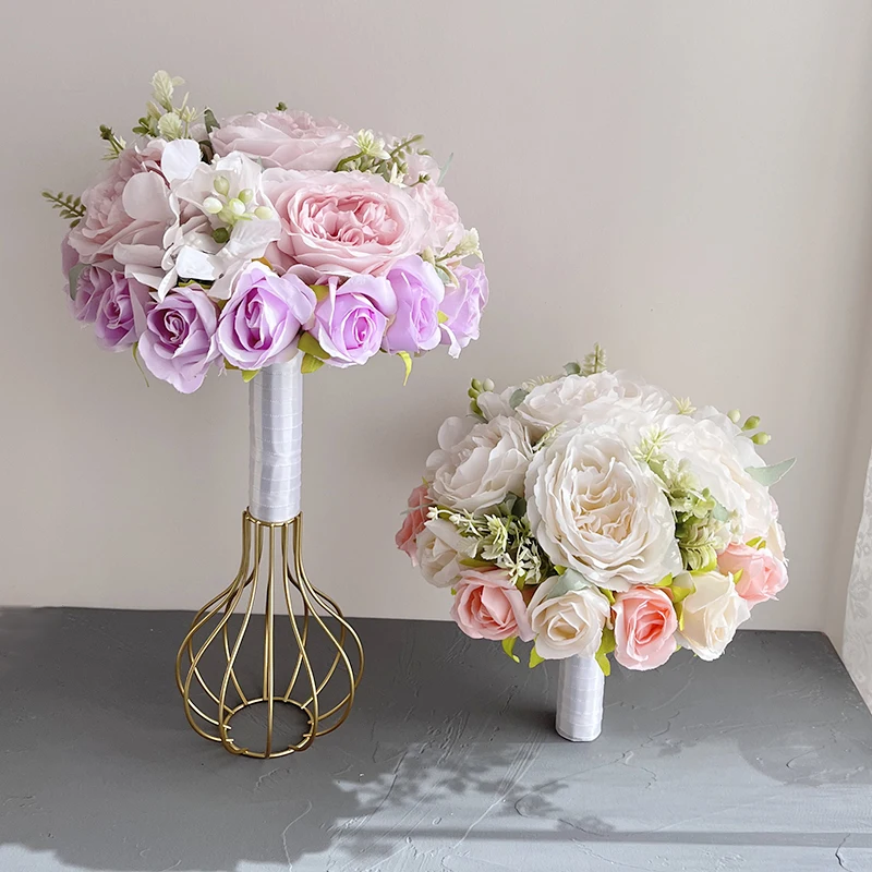 

Свадебные букеты для невесты и подружек невесты, аксессуары для свадьбы, искусственные шелковые розы и пионы, декоративные букеты для свадебного оформления