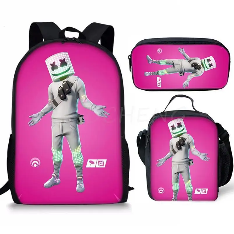 

Backpack DJ Marshmello Lunch Bags Children Primary School Backpack Satchel Kids Book Bag Boys Girls Schoolbags Mochila Infantil