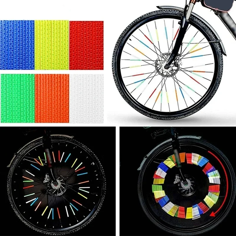 12PCS/Bag Bicycle Wheel Spokes Reflective Sticker Tube Strip Warning Light DIY 7.5cm MTB Cycling Reflector Reflective Safety Kit