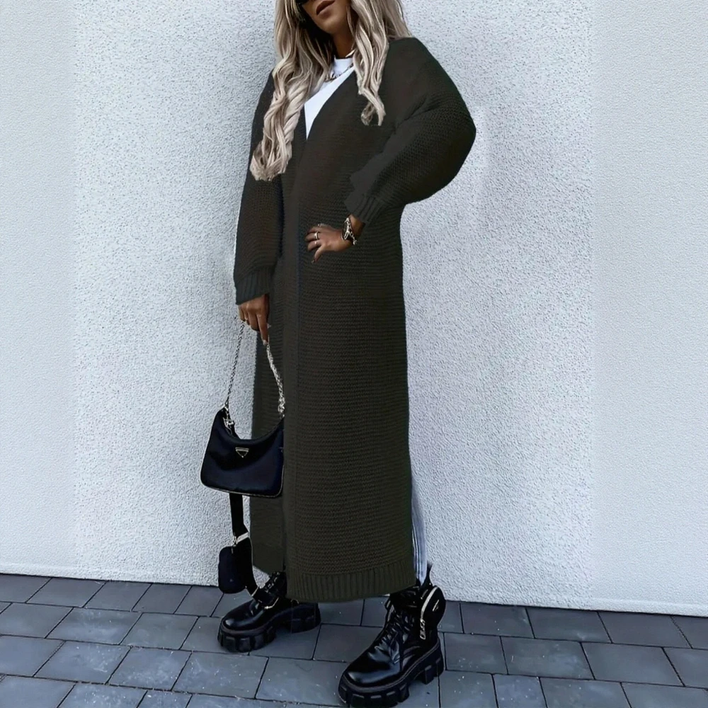 سترة نسائية بأكمام طويلة بلون سادة مفتوحة من الأمام كاجوال يوميًا للمكتب للسيدات لخريف وشتاء #1