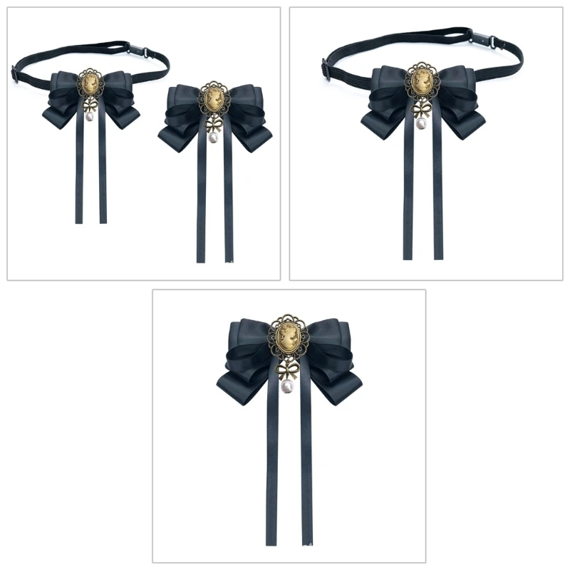 

Fashionable Bow Tie and Brooch Combination Versatile Bowtie Accessories for Girls and Women