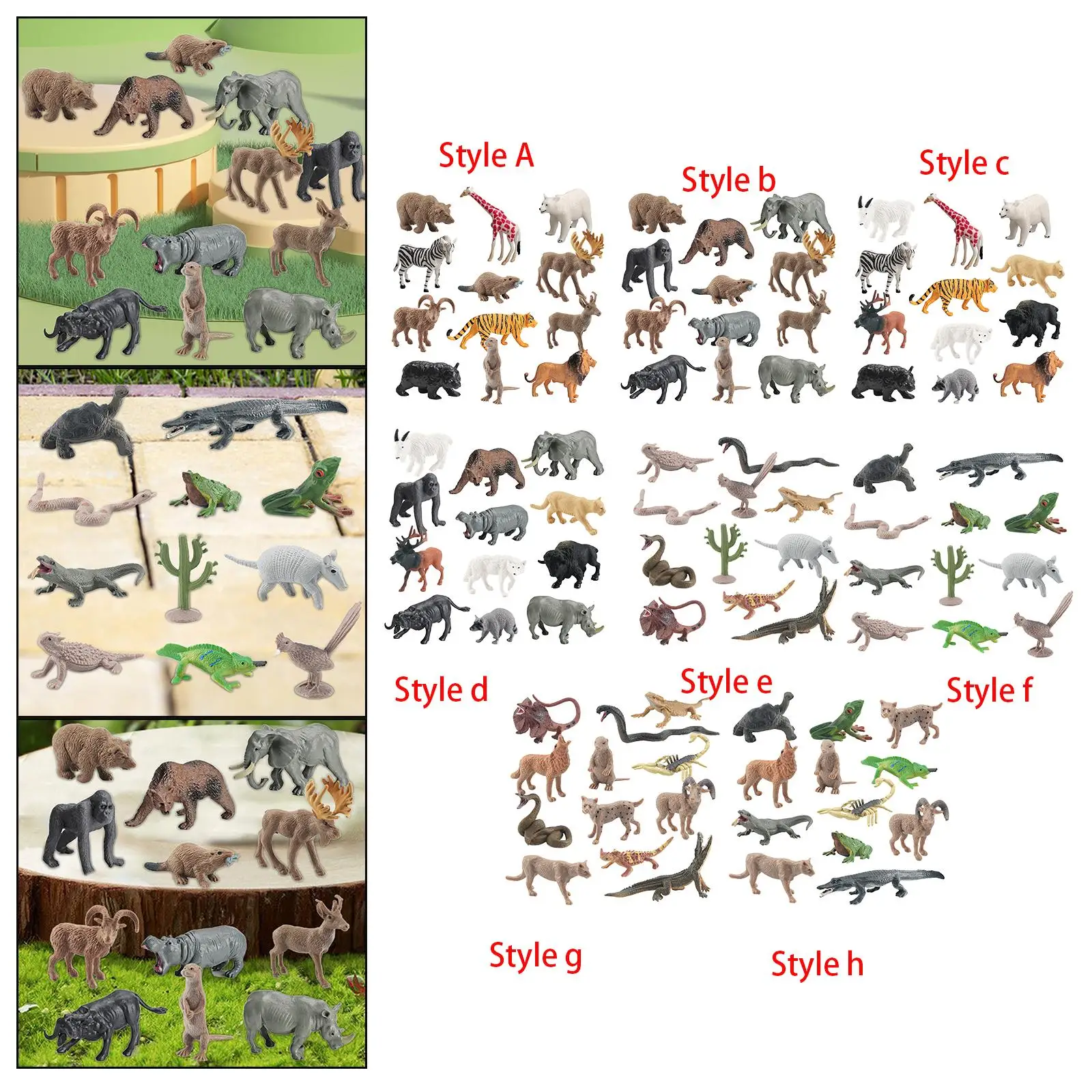 12x Mini animali della fauna selvatica figurine Set collezioni della giungla realistico per regalo di compleanno Cake Topper Holiday Party Favors Kids