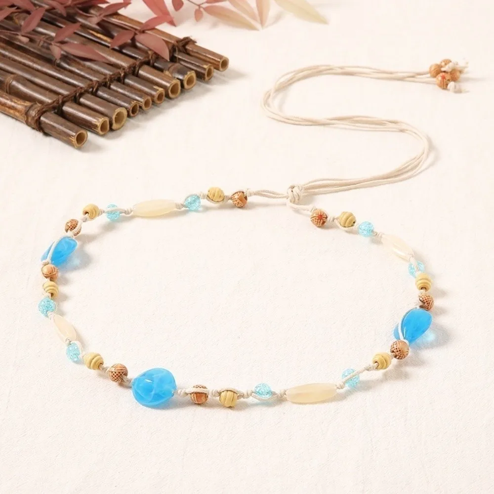 Elegant 170cm Braided Beads Belt Dopamine Style Adjustable Knotted Long Belts Bohemian Dress Decoration Belt for Women