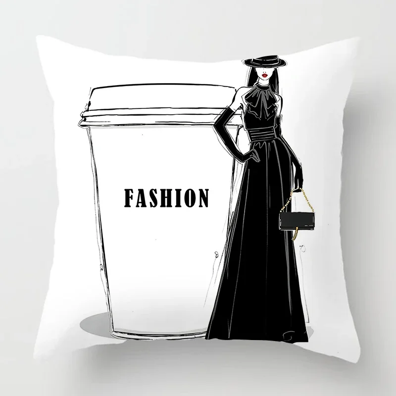 Customizable Sofa Home Decor Living Room Decor Nordic Print Fashion Cup Women Pillow Cover Cushion Cover