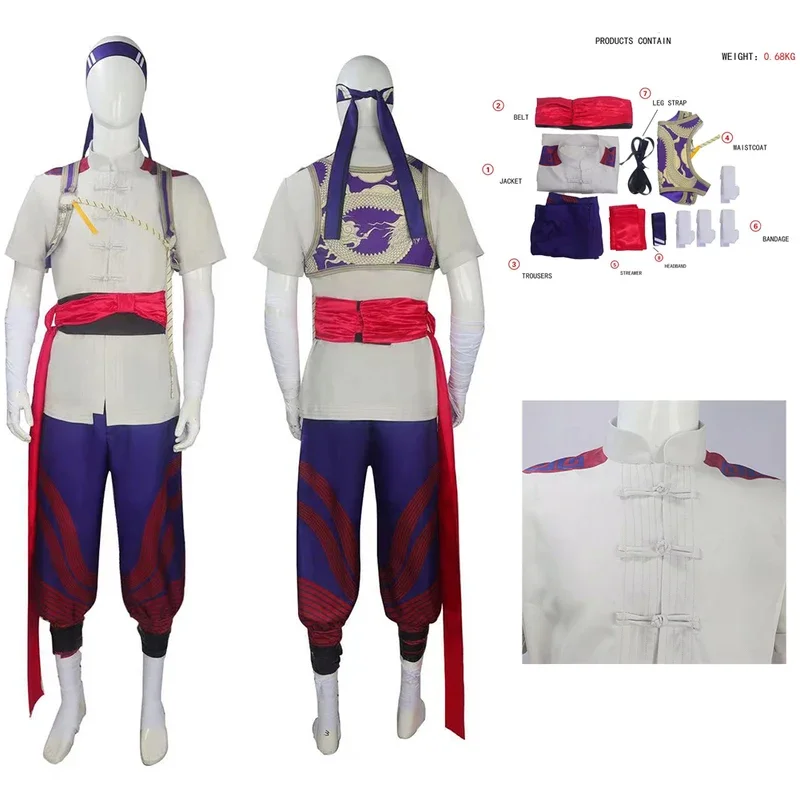 

Liu Kang cosplay costume Fantasia mortal cosplay Kombat men fantasy male Halloween Carnival party suit