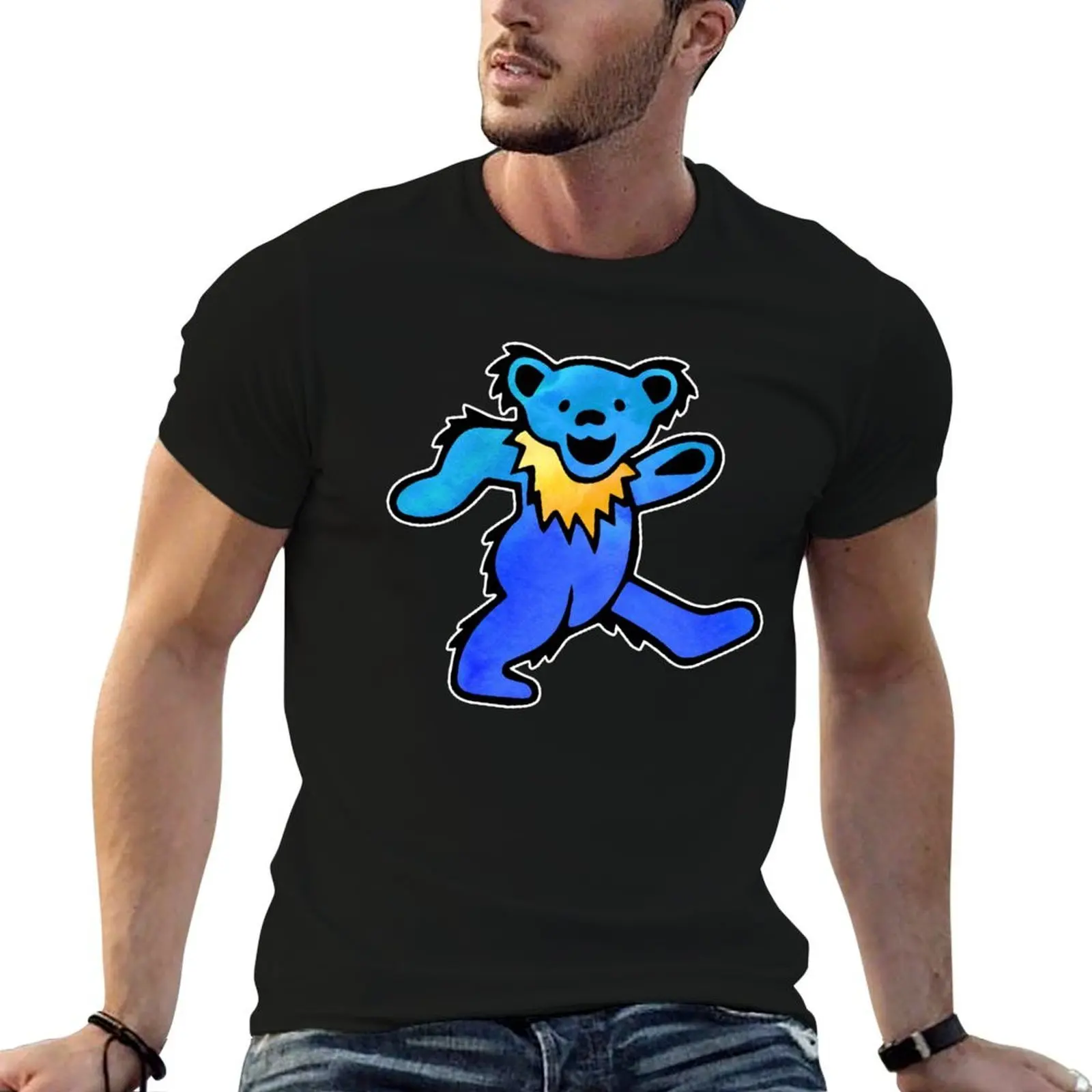 

Blue Grateful Dancing Hippie Classic Rock Dead Bear T-Shirt t shirts for man graphic funny man t shirts for men casual T-Shirt