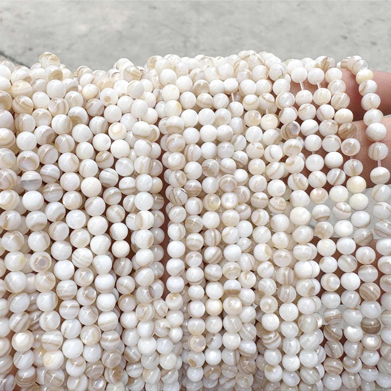 Natural Shell Brown Lace Mother of Pearl Round Loose Beads 15" Strand2 3 4 6MM Pick Size for Jewelry Making Bracelet Necklace image 2