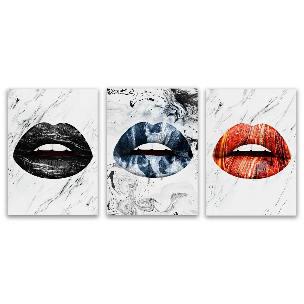 

CREATIVE CANVAS ART - Lips Collection Teeth Kiss Fashion Style Wall Art Canvas Poster Print Home/Office Room Decor Gift