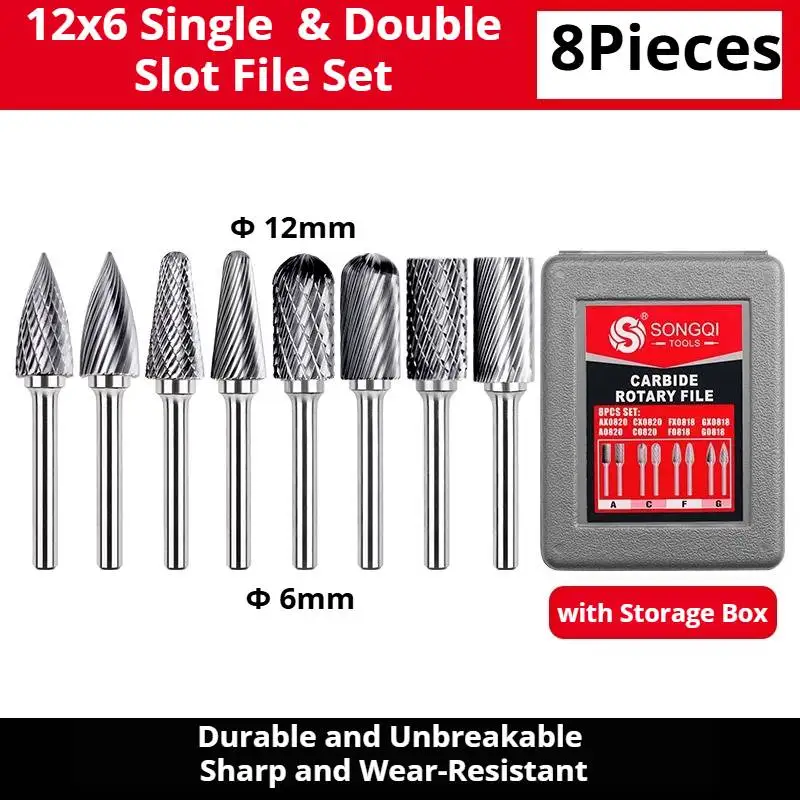 8pc 6mm 8mm 10mm 12mm Shank Tungsten Carbide Routing Bits Rotary Burr Countersink Drill Bit Metal Materials Carving Tools
