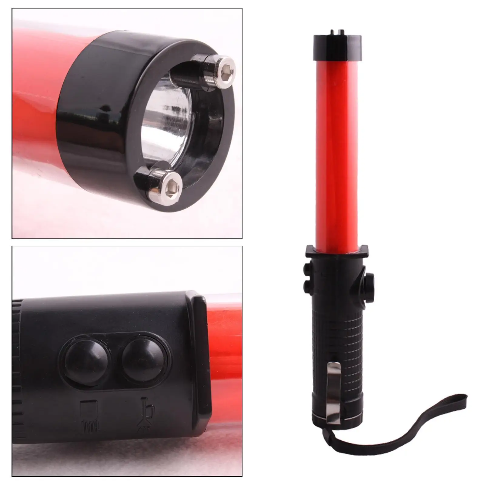 กระบองจราจรไฟ LED สำหรับควบคุมการจราจรบนถนน สัญญาณเตือนสีแดงและสีน้ำเงิน