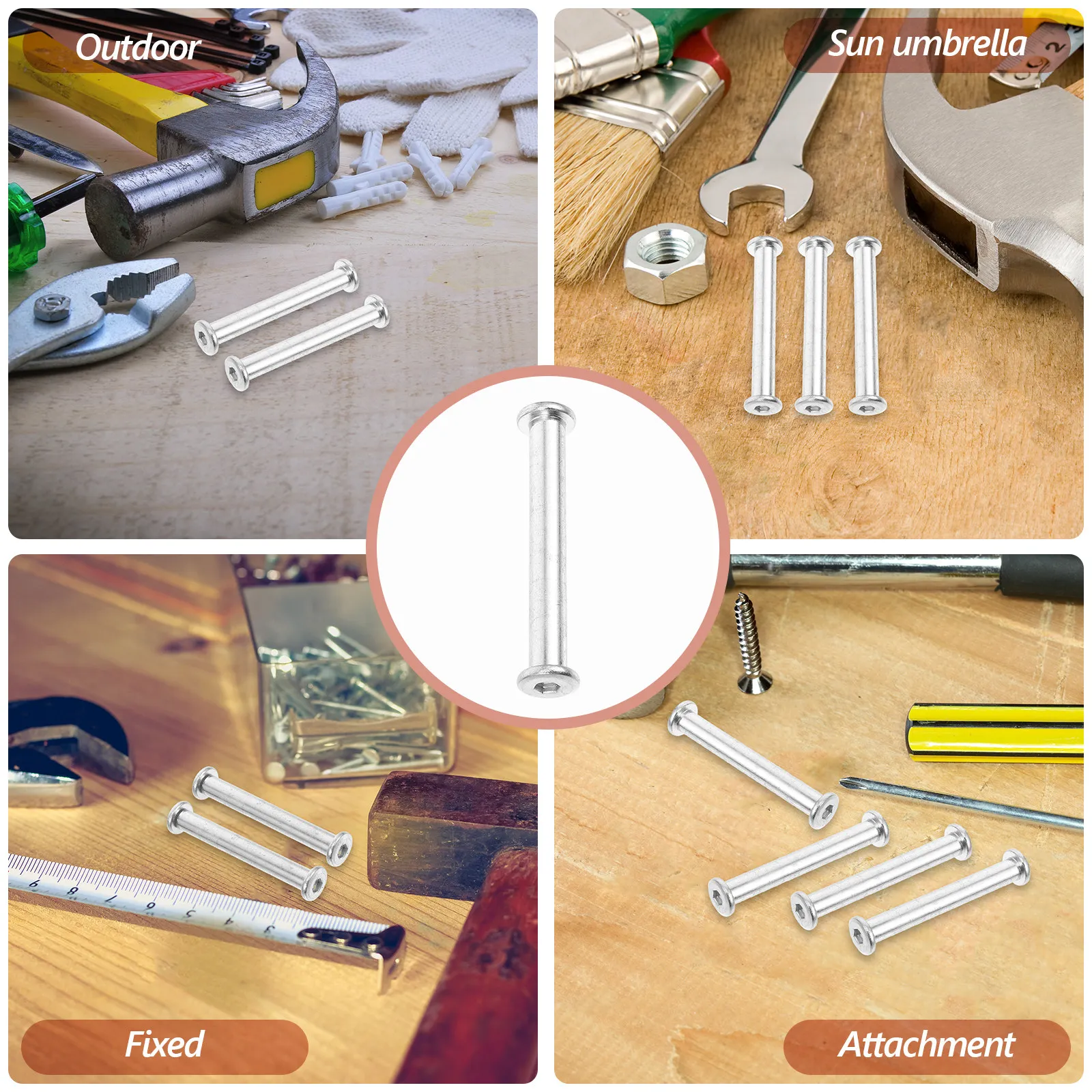 4Pcs Patio Umbrella Fixing Screws Metal Replacement Screws for Crank Handle Outdoor Umbrella Tightening and Stability