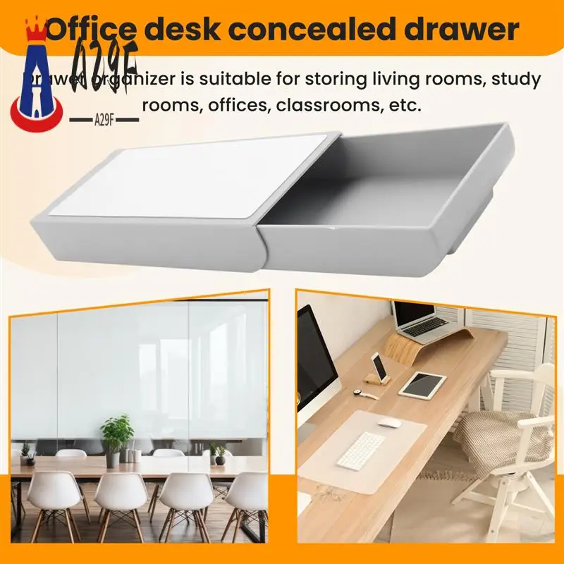 

A29F-2 Pcs Self-Adhesive Desk Drawer Desk Drawer Pencil Tray Desk Shelf Pencil Tray Under Desk